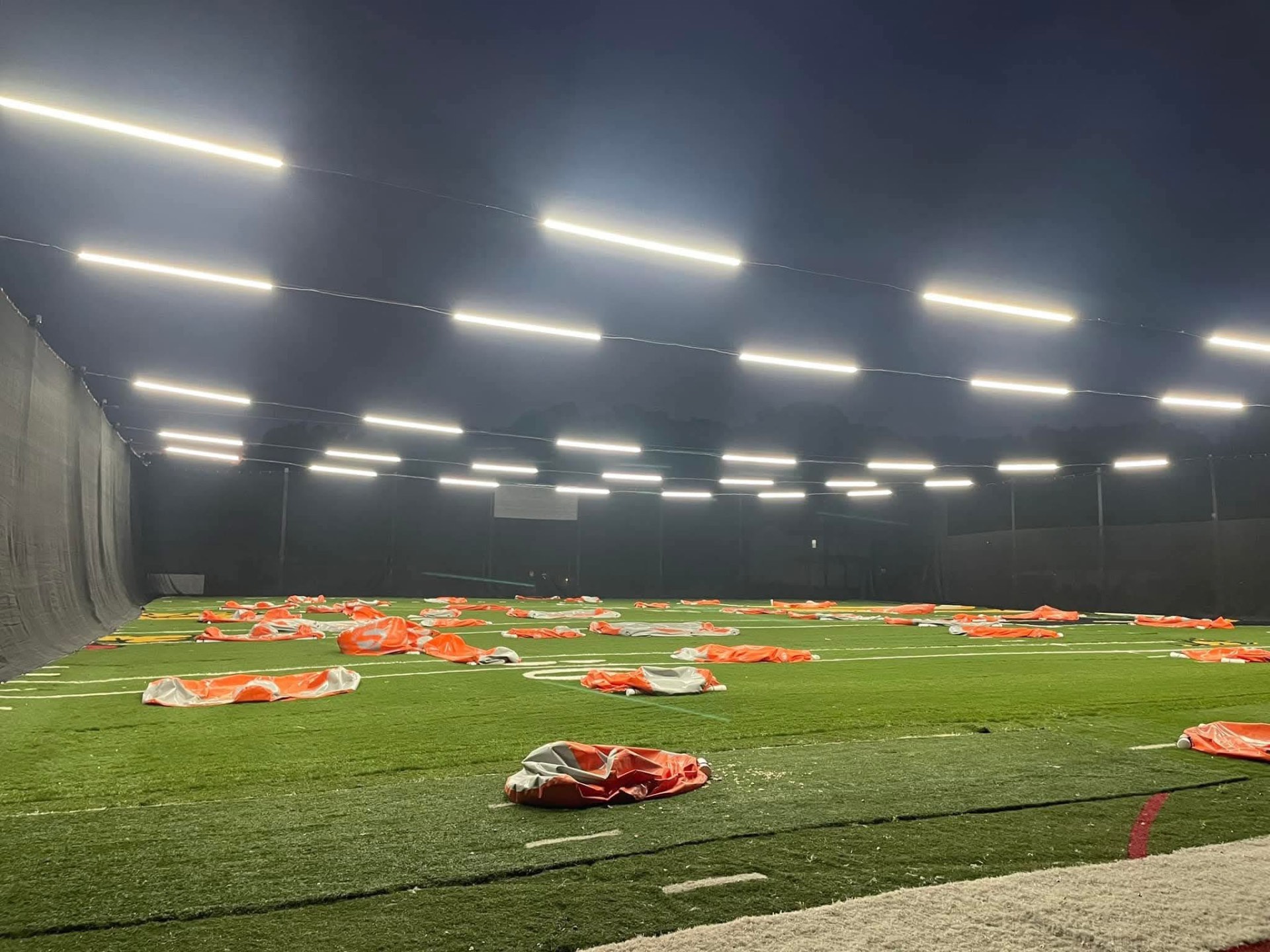 Lit night paintball arena